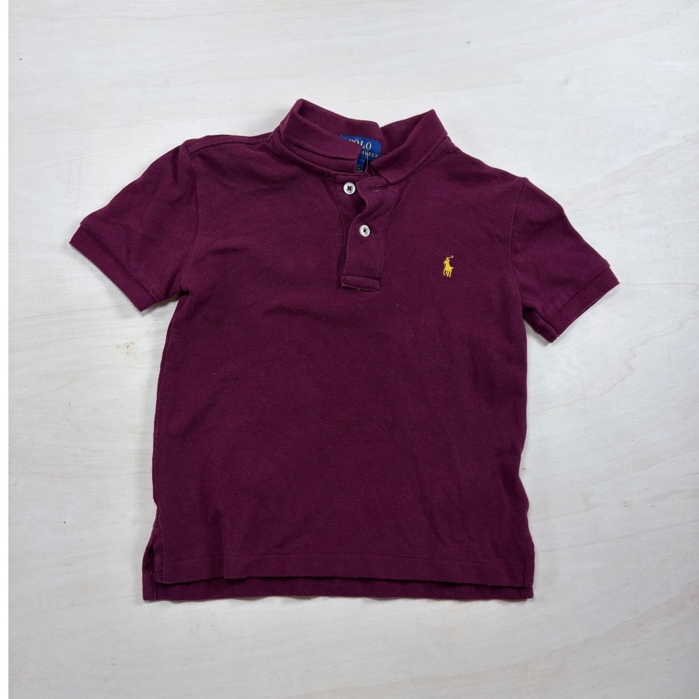 Polo Ralph Lauren Boys Burgundy Maroon Short Sleeve Cotton Polo Shirt Size 5